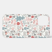 キュートで遊び心のあるサンタのクリスマスツリーパターン ピンク Case-Mate iPhoneケース (裏面 (横))