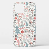 キュートで遊び心のあるサンタのクリスマスツリーパターン ピンク Case-Mate iPhoneケース (裏面)