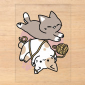 キュートで遊び心のある猫のデザイン - 楽しいパウとプレイ アート アクリル招待状 (正面)