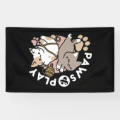 キュートで遊び心のある猫のデザイン - 面白いパウとプレイ・アート 横断幕 (横)