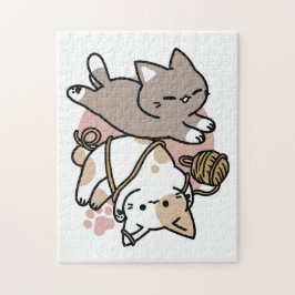 キュートで遊び心のある猫のデザイン - 面白いパウズとプレイ・アート ジグソーパズル
