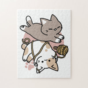 キュートで遊び心のある猫のデザイン - 面白いパウズとプレイ・アート ジグソーパズル