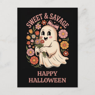 キュートで面白いハロウィン スイートサベージ フラワーゴースト ポストカード