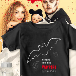 キュートなおばけのミルク吸血鬼コウモリ ベビー ハロウィン ベビーTシャツ