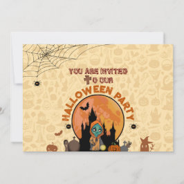 キュートなおばけの子供たちのハロウィンパーティー 招待状