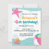 キュートなおもしろいプールまたはビーチパーティー子供へ招待状 招待状 (正面)