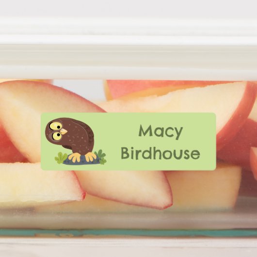 キュートなおもしろい茶色のフクロウパーソナライズされたアニメ ラベル (貼付)