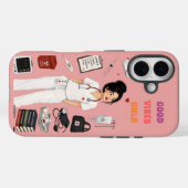 キュートなお団子ヘアの看護師グッズ ピンクの携帯ケース Case-Mate iPhoneケース (裏面 (横))