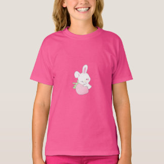 キュートなかわいいうさぎ - ホットピンクTシャツ Tシャツ