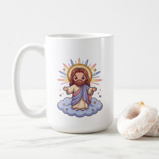 キュートなかわいいイエス・キリストと雲のイラスト | キリスト教の信仰 コーヒーマグカップ