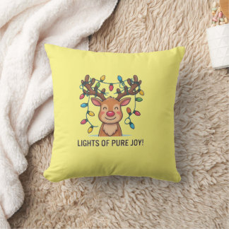 キュートなかわいいクリスマスのトナカイのピュアジョイライト クッション