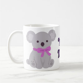 キュートなかわいいグレーのコアラの紫のリボンのマグカップ コーヒーマグカップ