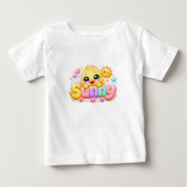 キュートなかわいいサニーひよこ名前パステルピンクスパークル ベビーTシャツ
