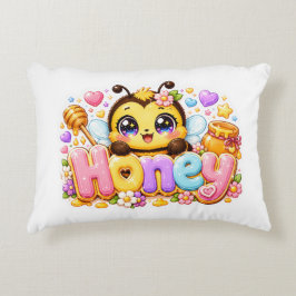 キュートなかわいいハチの名前入りパステルピンクスパークルB アクセントクッション