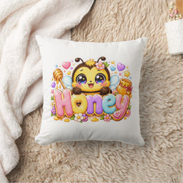 キュートなかわいいハチの名前入りパステルピンクスパークルB クッション
