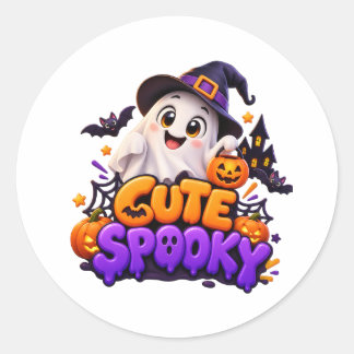 キュートなかわいいハロウィンのおばけステッカー – 愛らしいPas ラウンドシール