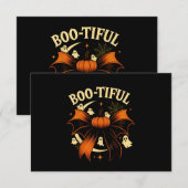 キュートなかわいいハロウィンのかぼちゃの弓 サンキューカード (正面/裏面)