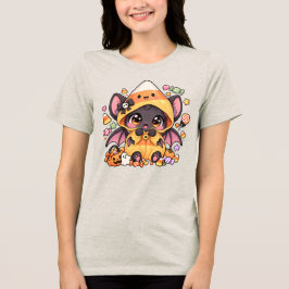 キュートなかわいいハロウィンベイビーコウモリきのこ帽子スプーキー トライブレンドＴシャツ