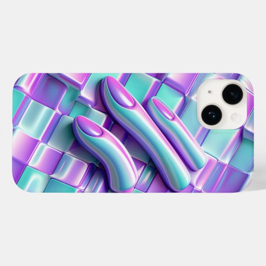 キュートなかわいいパステルウェーブスマホケース 光沢のある抽象的なデザイン Case-Mate iPhoneケース (裏面 (横))