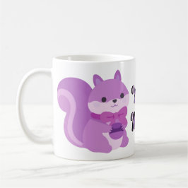 キュートなかわいいラベンダー色のリスが座っているマグカップ コーヒーマグカップ