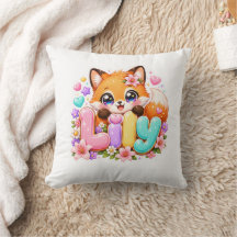 キュートなかわいいリリーフォックス名入りパステルピンクフラワーの木製