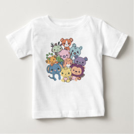 キュートなかわいい動物の前後プリントのトドラーTシャツ ベビーTシャツ