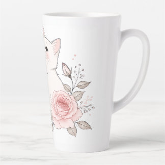 キュートなかわいい猫の「Pretty but Savage」フラワーコーヒー カフェラテマグ