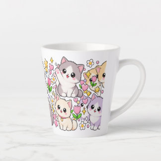 キュートなかわいい猫 - パステルカラー、遊び心と愛らしさ カフェラテマグ