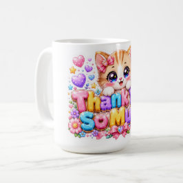 キュートなかわいい「どうもありがとう」ピンクの猫 コーヒーマグカップ