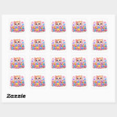 キュートなかわいい「どうもありがとう」ピンクの猫 スクエアシール (シート)