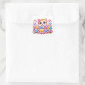 キュートなかわいい「どうもありがとう」ピンクの猫 スクエアシール (バッグ)