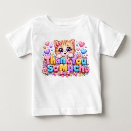 キュートなかわいい「どうもありがとう」ピンクの猫 ベビーTシャツ