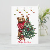 キュートなくまとクリスマスツリー メリークリスマス 招待状 (スタンド正面)