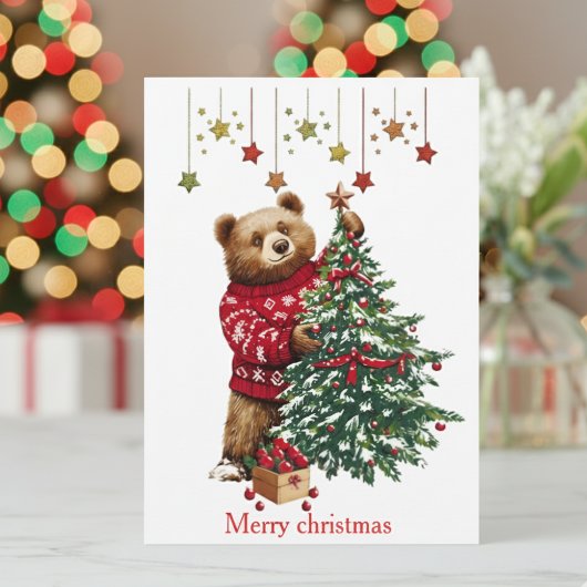 キュートなくまとクリスマスツリー メリークリスマス 招待状