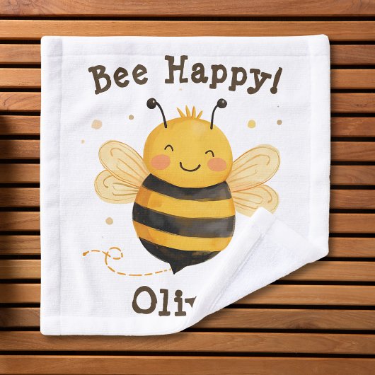 キュートなでぶ蜂 "Bee Happy" ウォッシュタオル