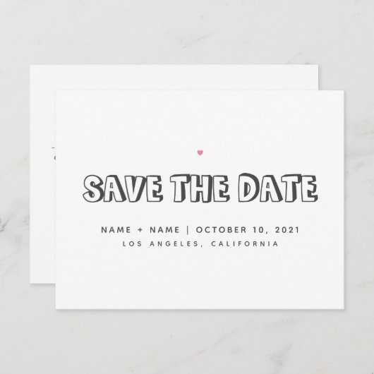 キュートなのシンプル発表結婚日を保存 ポストカード (正面/裏面)