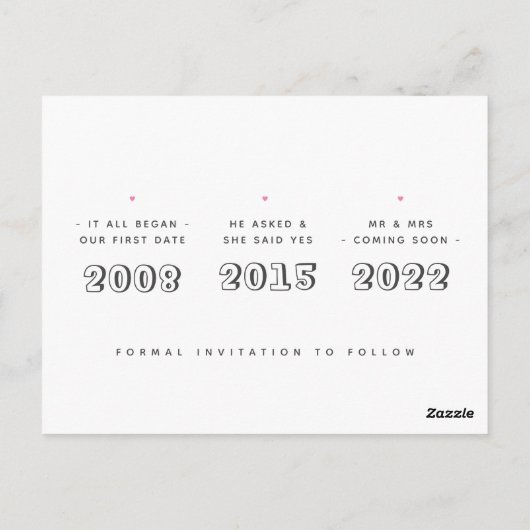 キュートなのシンプル発表結婚日を保存 ポストカード (裏面)