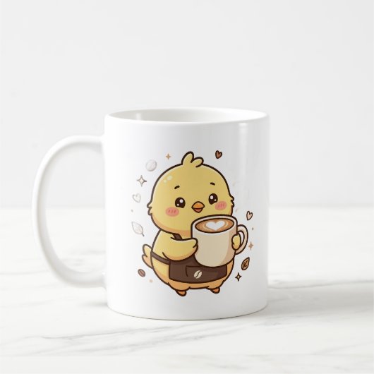 キュートなひよこラテハートコーヒーマグ コーヒーマグカップ (左)