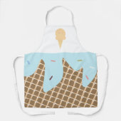 キュートなアイスクリームコーン溶けピンクふりかけブルー エプロン (正面)