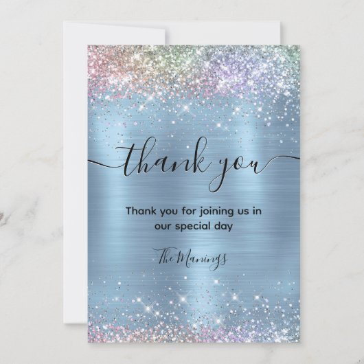 キュートなアイリデセフェイクンアイス感謝していブルーグリッターユー カード (正面)