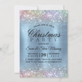キュートなアイリデセンアイスブルーフェイクグリッタークリスマス 招待状 (正面)