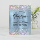 キュートなアイリデセンアイスブルーフェイクグリッタークリスマス 招待状 (スタンド正面)