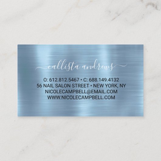 キュートなアイリデセンアイスブルーフェイクグリッター 名刺 (裏面)