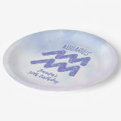 キュートなアクエリアスパープル星占いサインバースデーパーティー ペーパープレート (アングル)