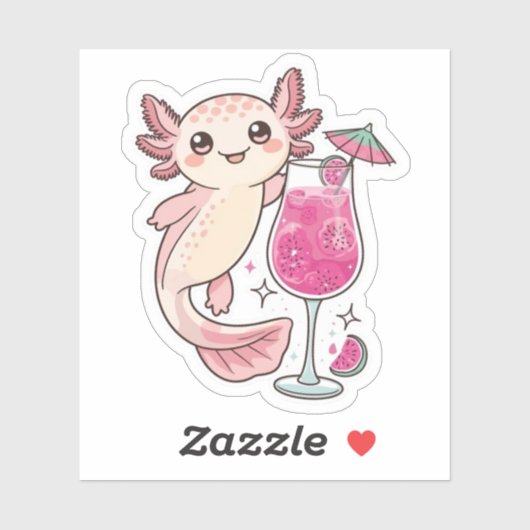 キュートなアクソロトルステッカー – Dragon Fruit Spritzer シール (シート)