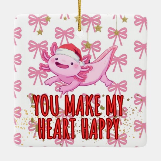 キュートなアソロトルクリスマス セラミックオーナメント (裏面)