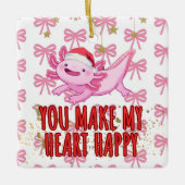 キュートなアソロトルクリスマス セラミックオーナメント (正面)