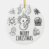 キュートなアソロトルクリスマス セラミックオーナメント (正面)