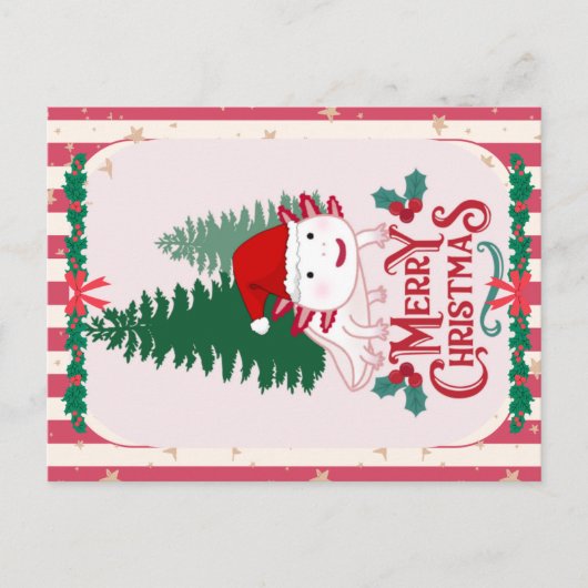 キュートなアソロトルクリスマス ポストカード (正面)