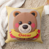 キュートなアニメのクマ顔とリカラフルボン クッション (ブランケット)